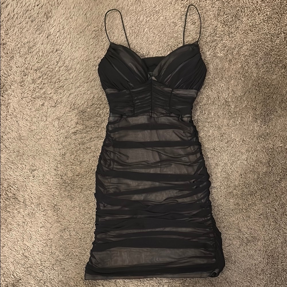 B Darlin Black Ruched Bodycon Mini Dress